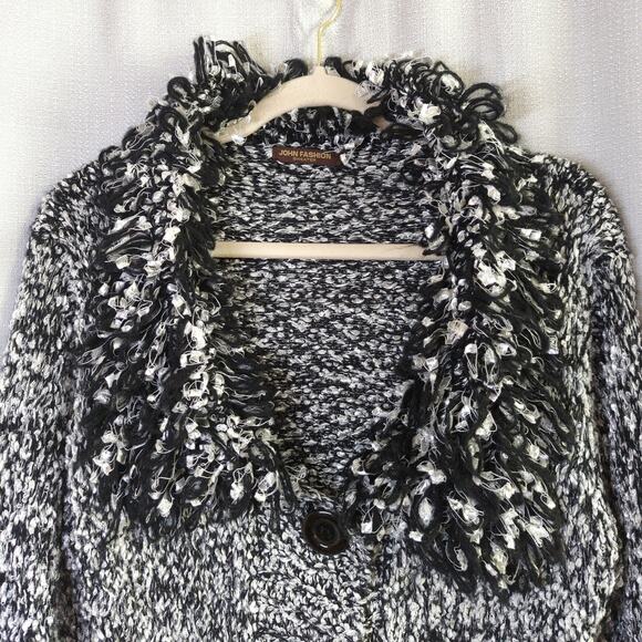 John‎ Fashion Sweater Womens Large Black Speckled Cardigan Wool Blend - Picture 4 of 8